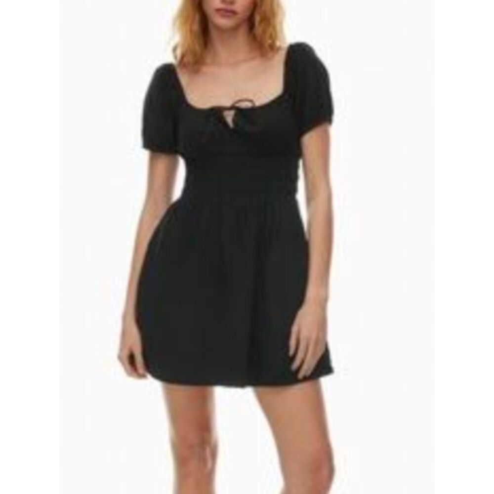 Aritzia Sunday Best Milkmaid Puff Sleeve Mini Dress Black Size Large